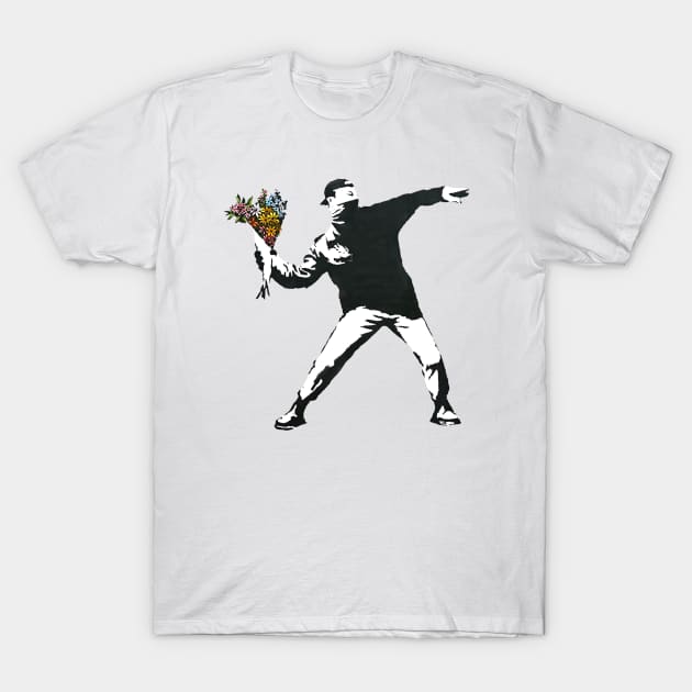 Banksy Flower Thrower Rage T-Shirt by foozler